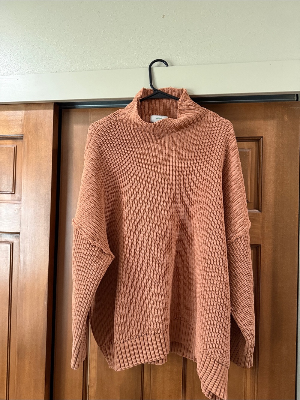 aerie Ribbed Cowl Neck Sweater - Rust Orange